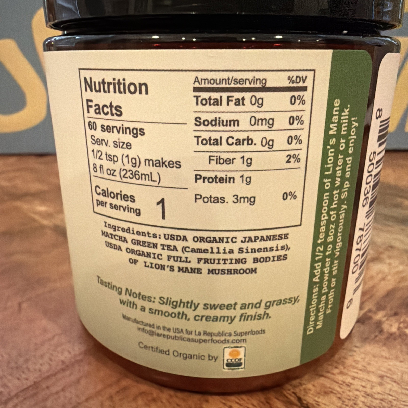 La Republica MATCHA w/ Lion’s Mane (Full-Fruiting Bodies Green Tea) 60 servings