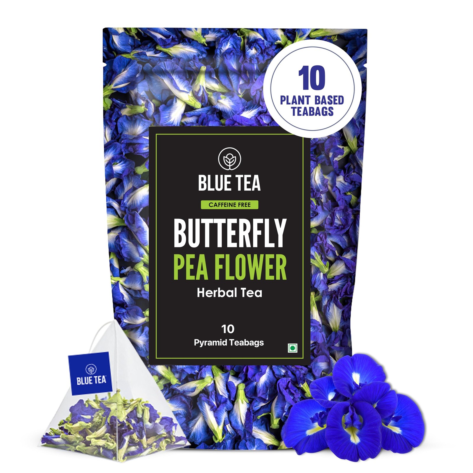 Butterfly Pea Flower Tea 10 Count Pyramid Plant Based Tea Bag | ANTIOXIDAN…
