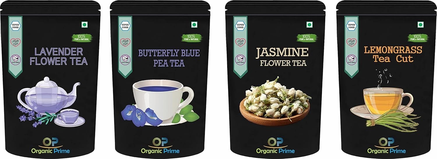Organic Prime Butterfly Blue Pea, Lemongrass, Jasmine Tea, Lavender 4 x 100 g