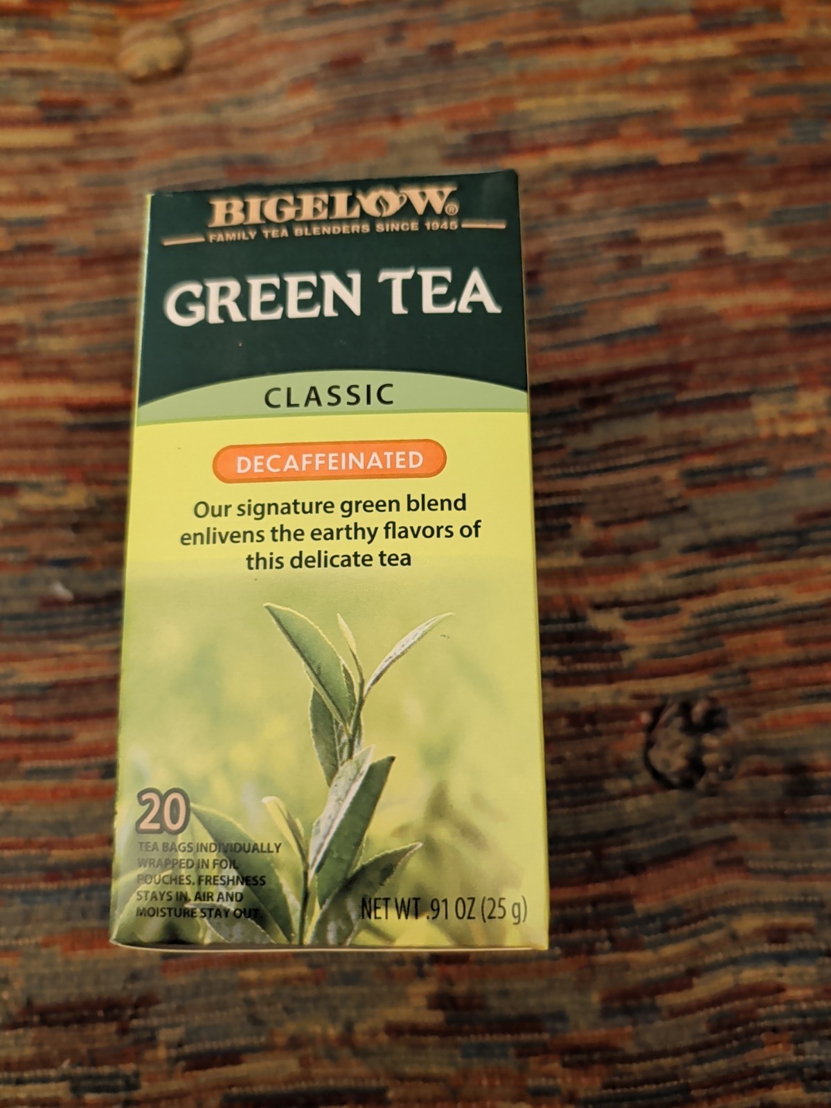 Bigelow Decaffeinated Green Tea Bags, 20 Count Box (Pack of 6) 120 Bags Exp 2028