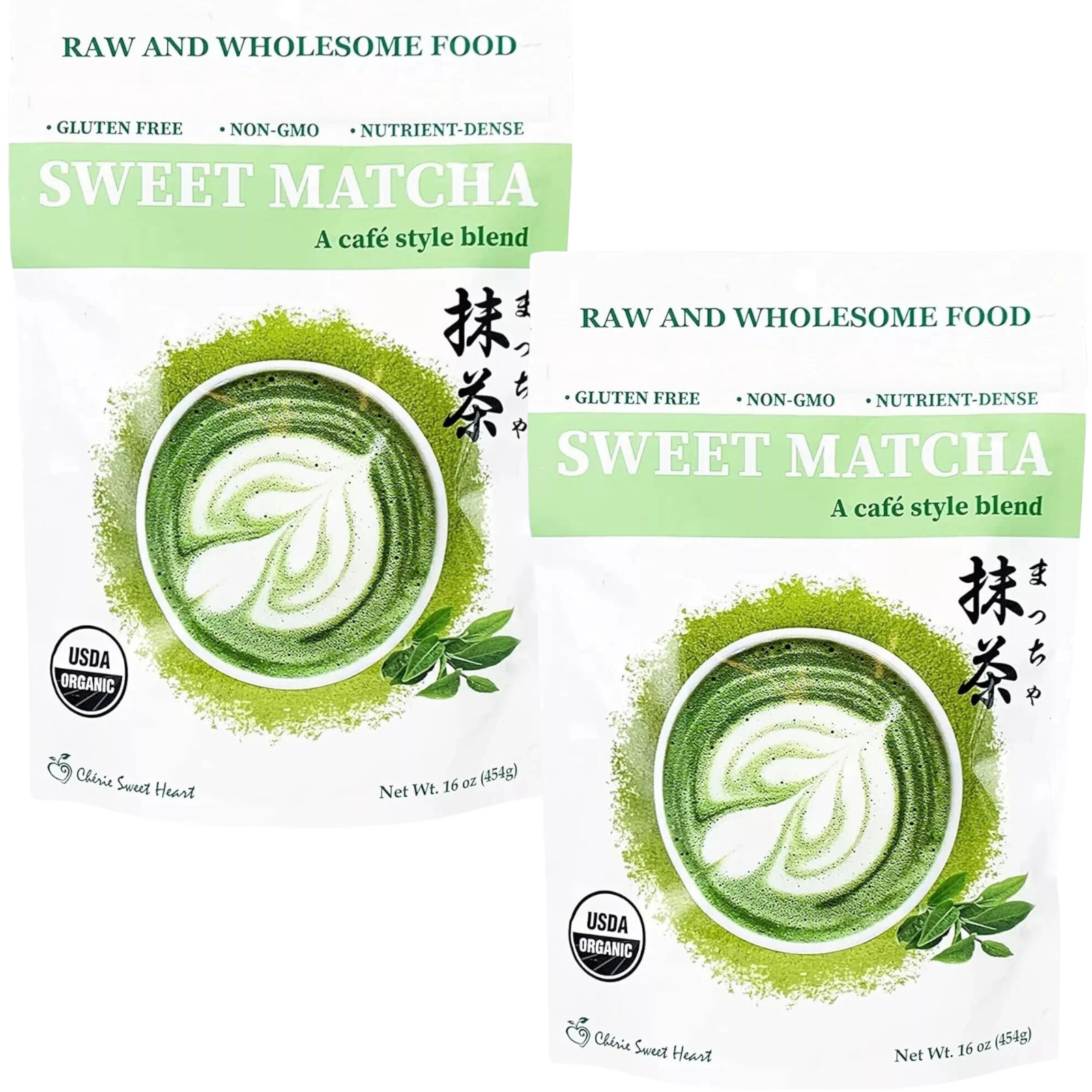 (2-Pack) Cherie Sweetheart Organic Matcha 2 x 16 oz. Green Tea Powder Exp: 12/26