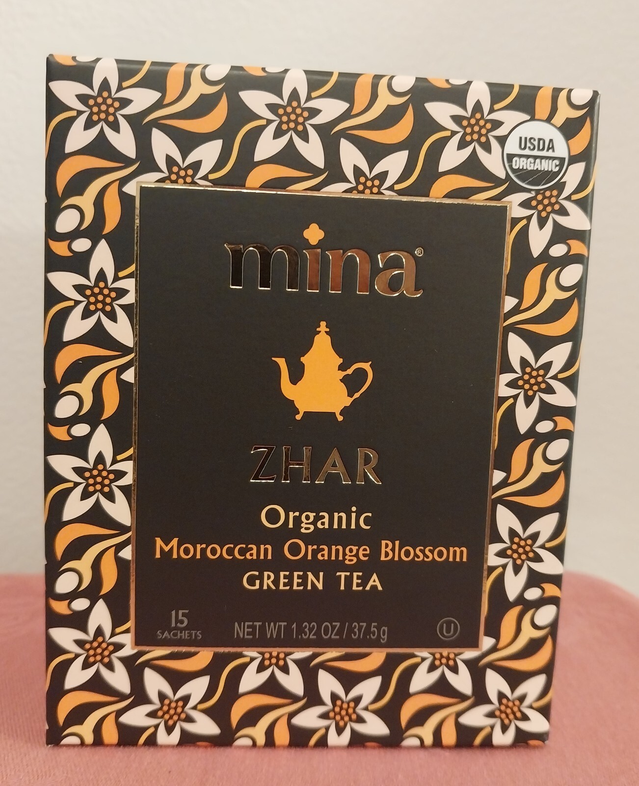 MINA ZHAR Organic Moroccan Orange Blossom Green Tea 15 Sachets BB Aug 30, 2026