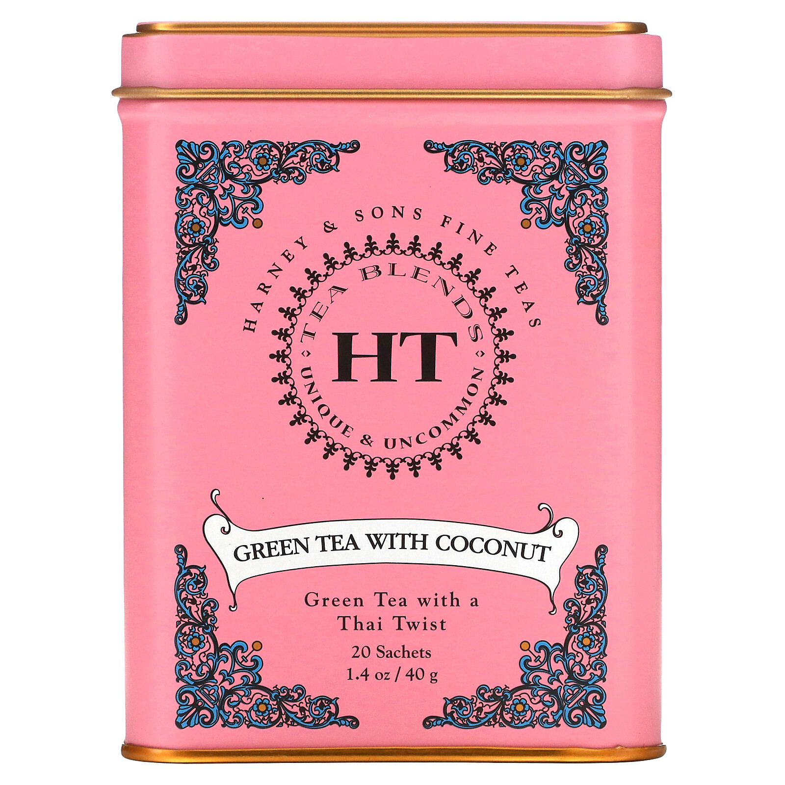 HT Tea Blend, Green Tea with Coconut, 20 Tea Sachets, 1.4 oz (40 g)