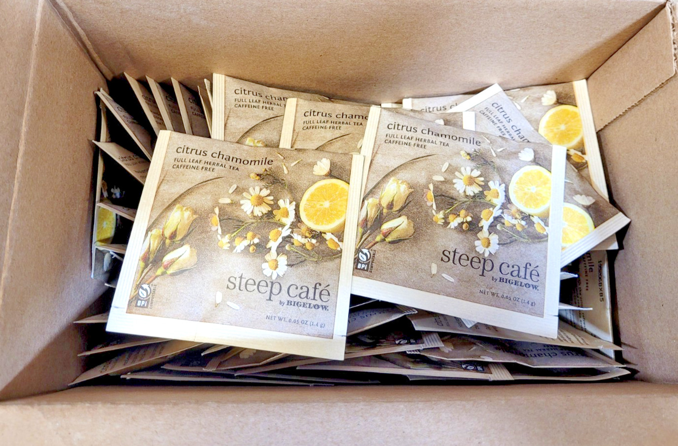 Steep Cafe Citrus Chamomile Tea 50 Count Box in Sachet Pyramid Bag FREE SHIPPING
