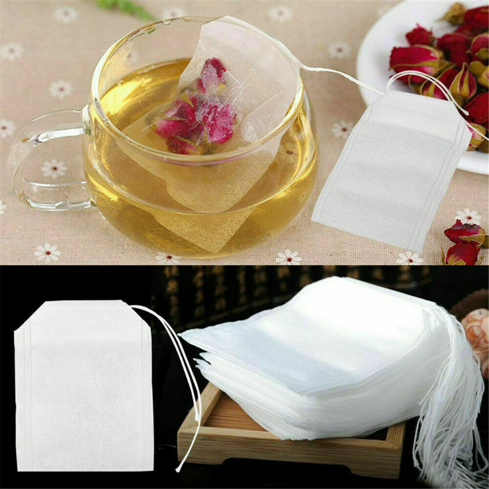 200Pcs Empty TEABAGS Non Woven String Heat Seal Filter Paper Herb Loose Tea Bags