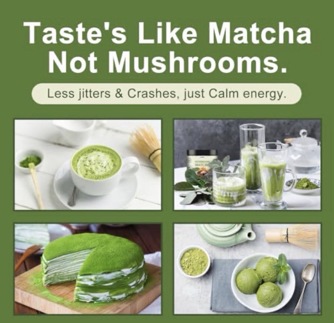 Mushroom Matcha, Japanese Ceremonial Matcha Infused with 7 Superfood Mushrooms