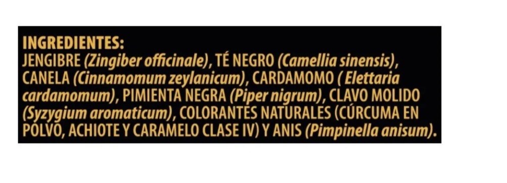 Te Chai con jengibre te negro cardamomo canela clavo molido pimienta negra 20 te