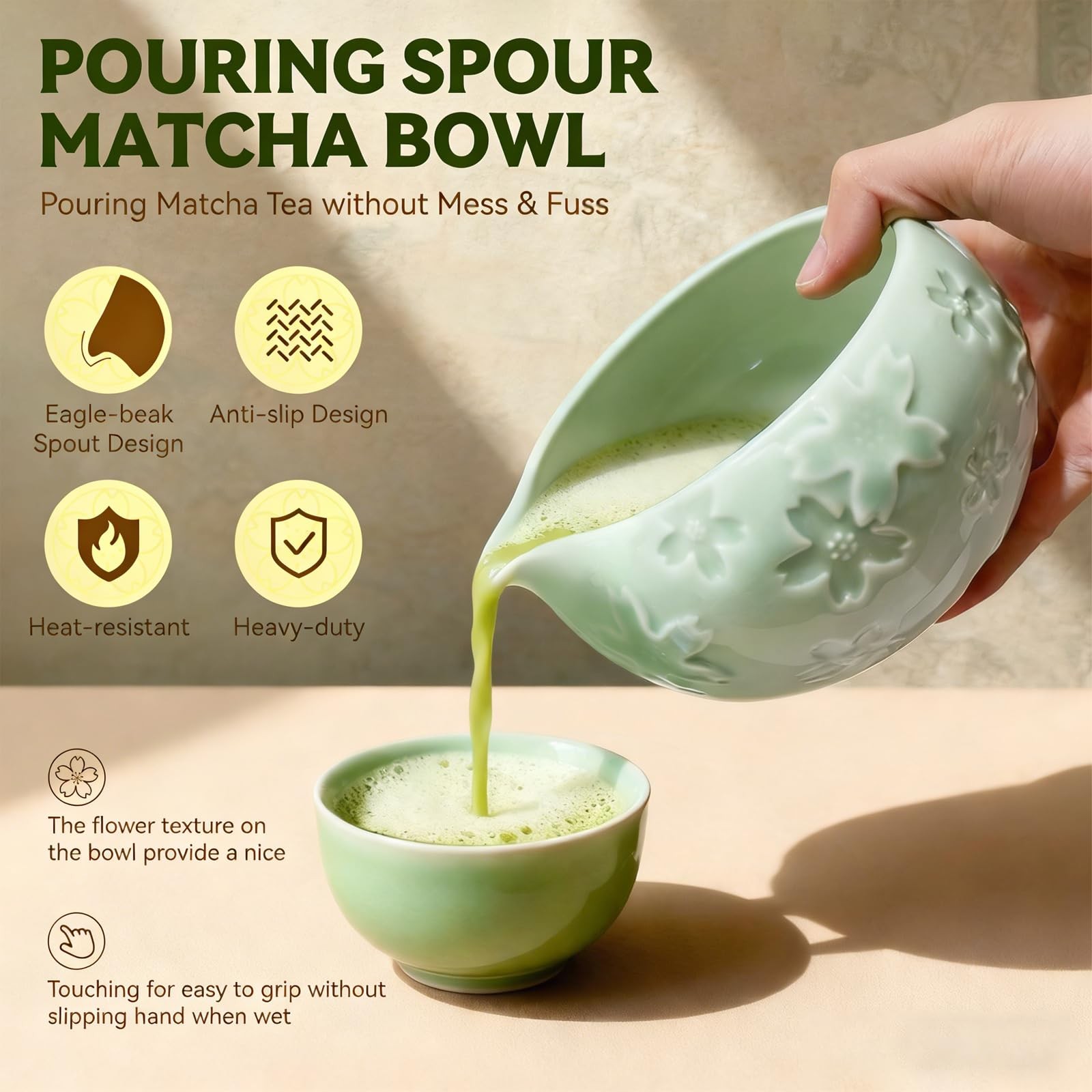 Matcha Set – Complete Matcha Kit with Ceramic Bowl, Bamboo Matcha Whisk, Wood…
