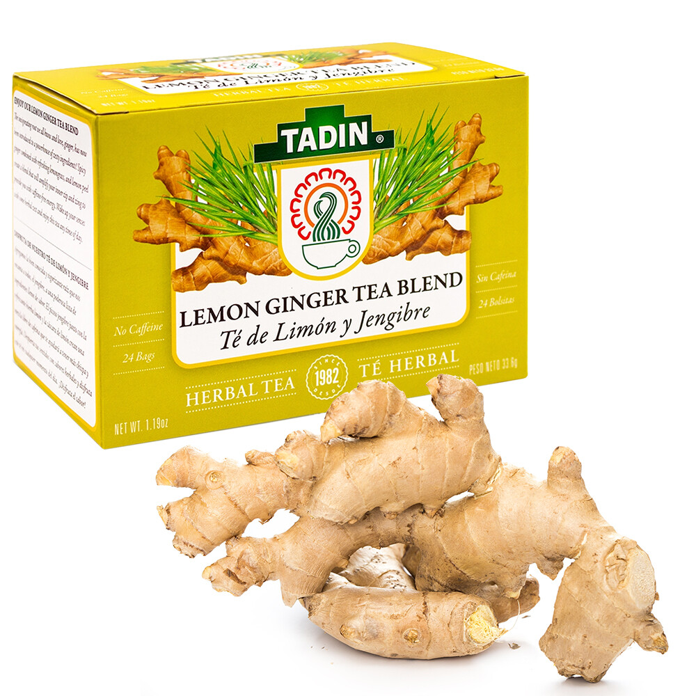 Tadin Lemon Ginger Herbal Tea. Energy Booster & Digestive Aid. 24 Bags. 0.84 oz