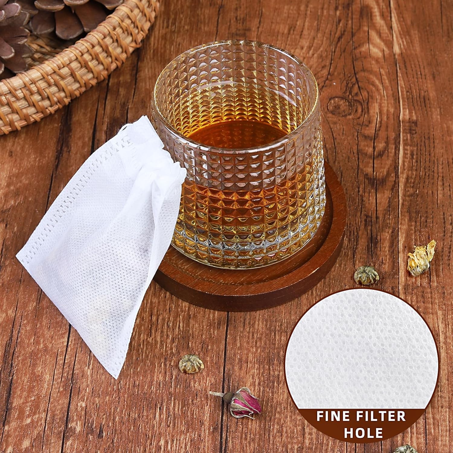 Empty Teabags Loose Teas Herb Disposable Drawstring Flip Tea Bags Filters 100Pcs