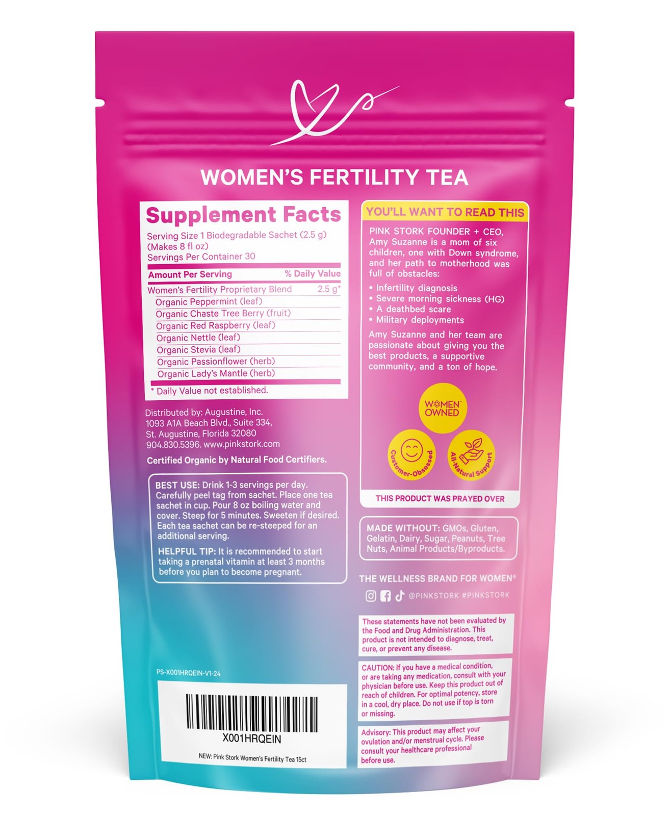 Pink Stork Organic Fertility Tea for Women, Sweet Mint, 15 Count (Pack of 1)
