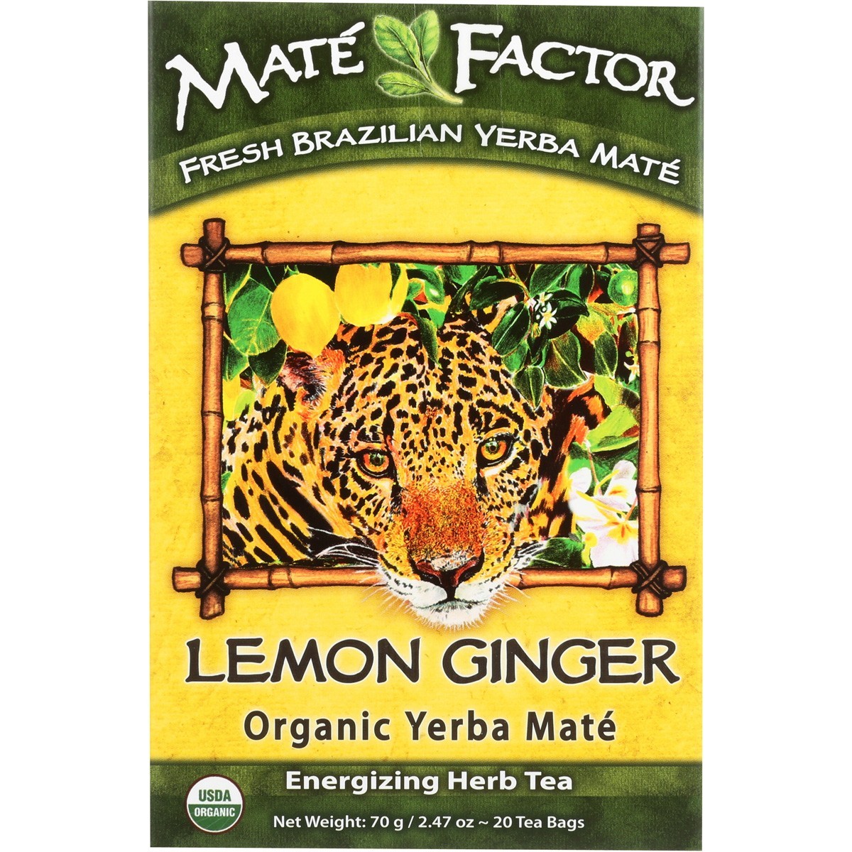 Organic Yerba Mate – Energizing Herb Tea Lemon Ginger 20 pckts Each (Pack of 4)