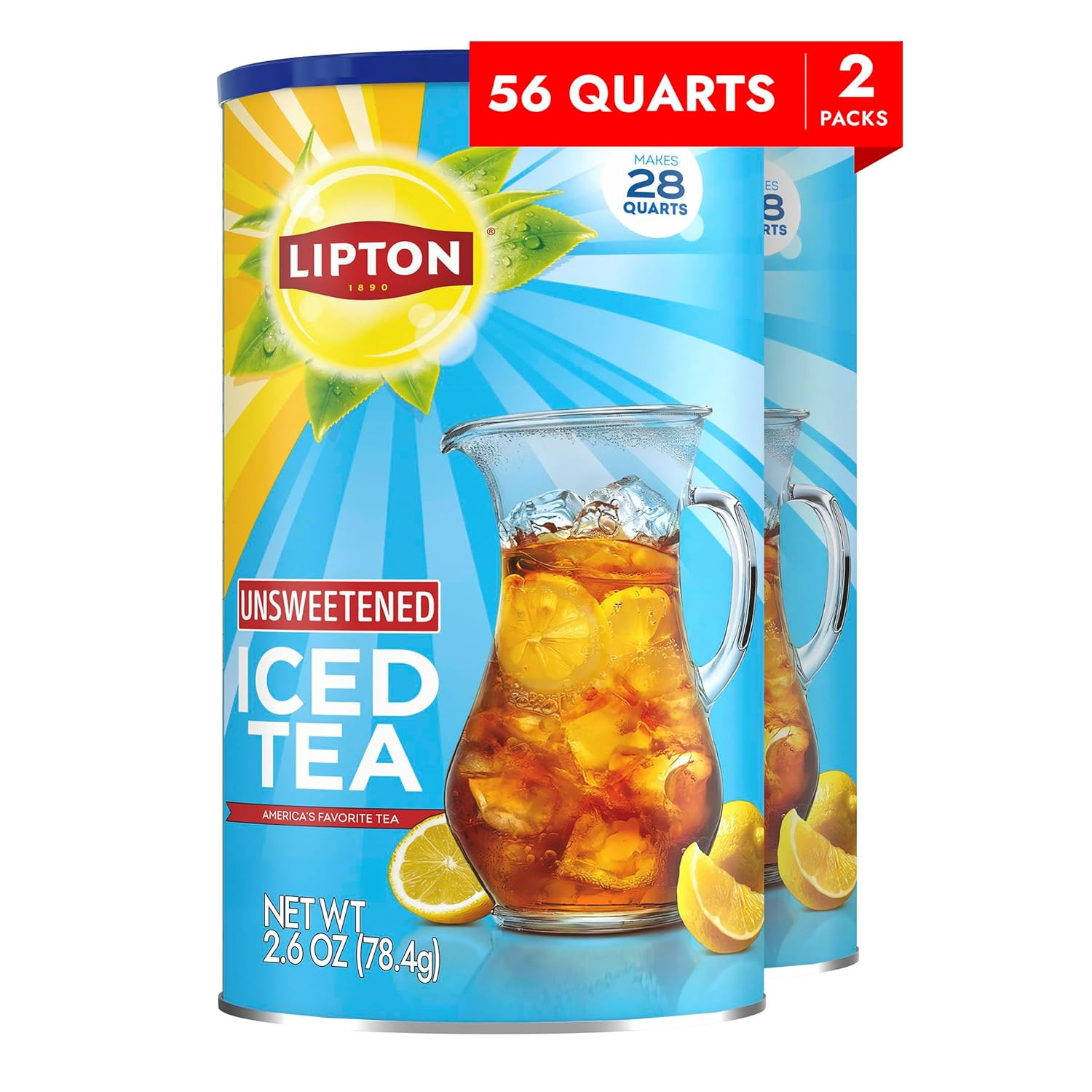 Lipton Iced Tea Mix, Unsweetened Lemon Flavor Black Iced Tea, Makes 28 Quarts (P
