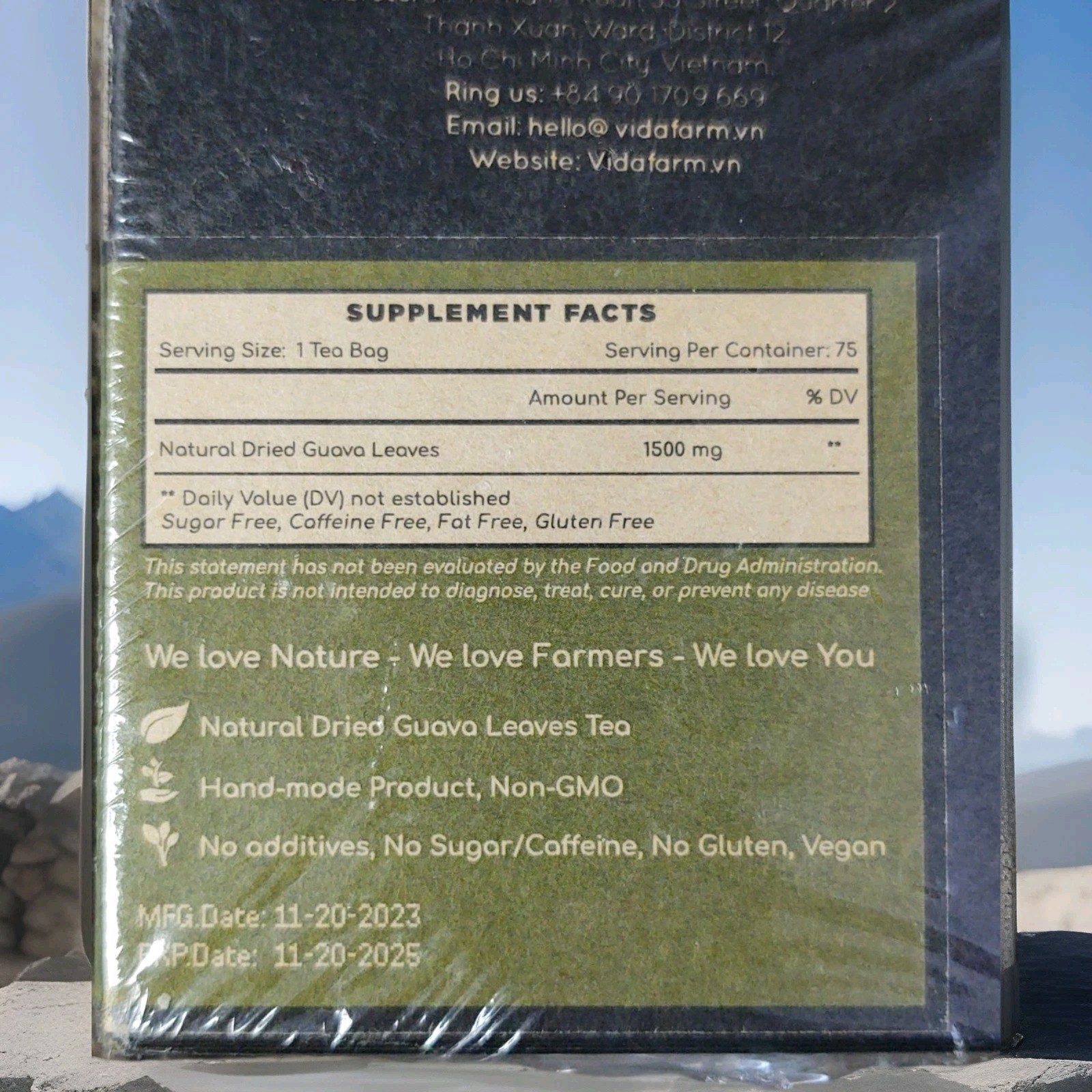 New Sealed Vida Farm Box Guave Leave Tea Bags 75 Count