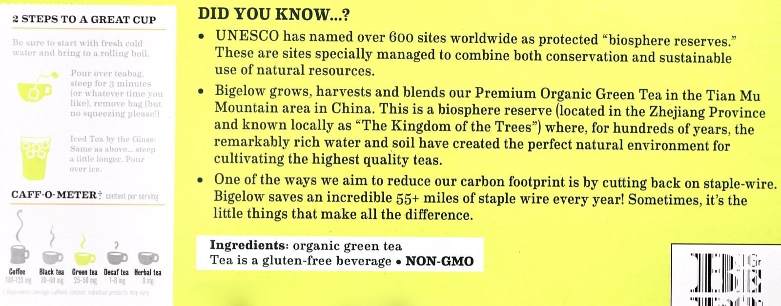 Bigelow Premium 100% Organic Chinese Green Tea, Individually Wrapped