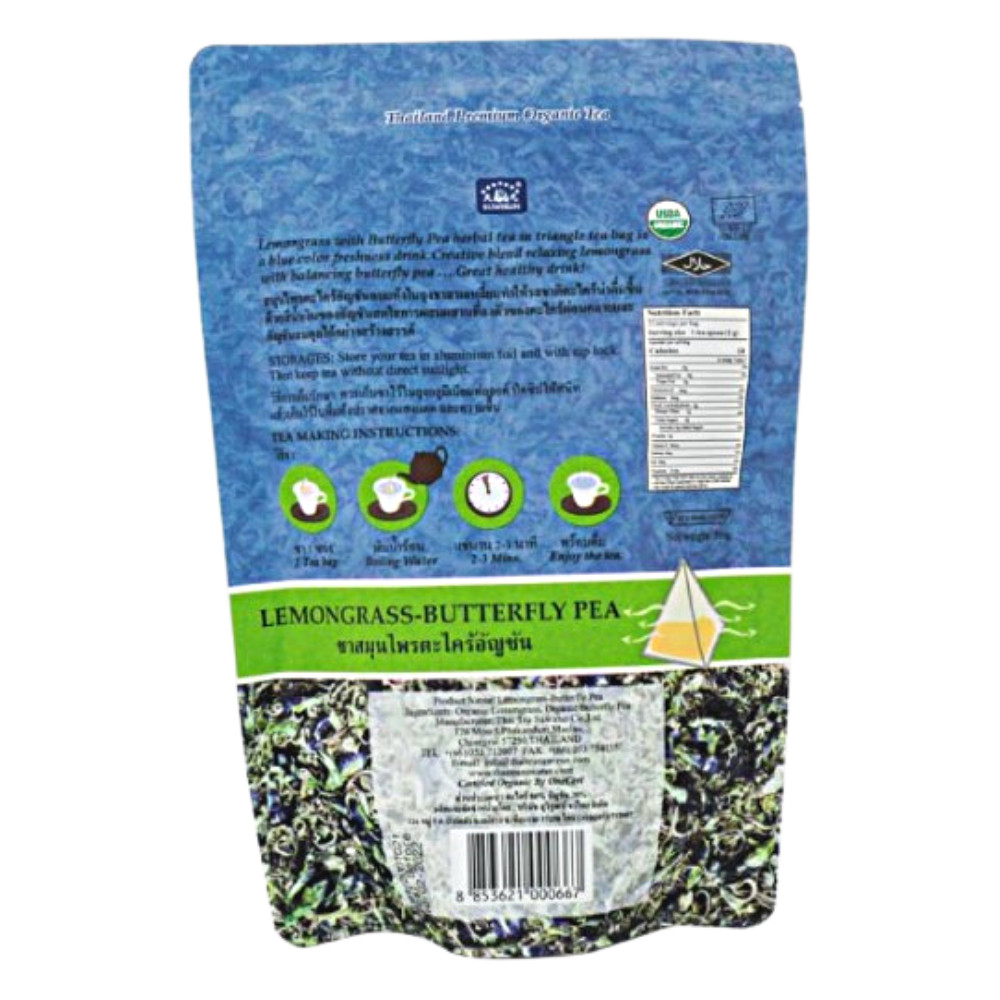 Tea Butterfly Pea Lemongrass Herbal Organic Premium Natural Triangle Tea Bag x3