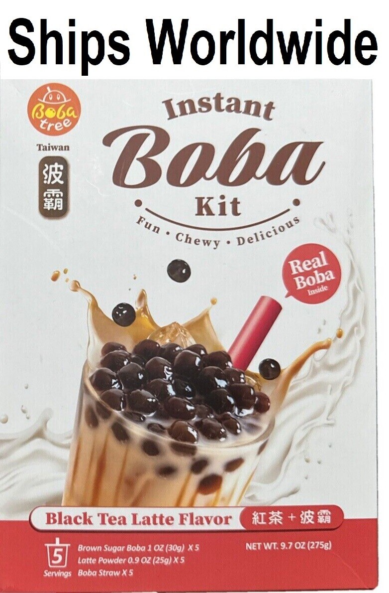 Instant Boba Kit Taiwan BLACK TEA Real Boba Chewy 5 Servings 2 Pk’s