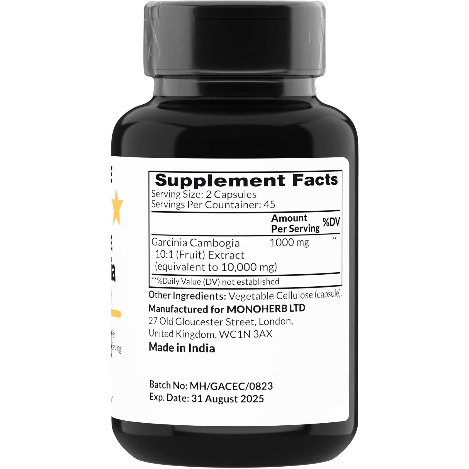 MONOHERB Garcinia Cambogia 1000 mg – 90 Veg Capsules – High Potency 10:1 Extract