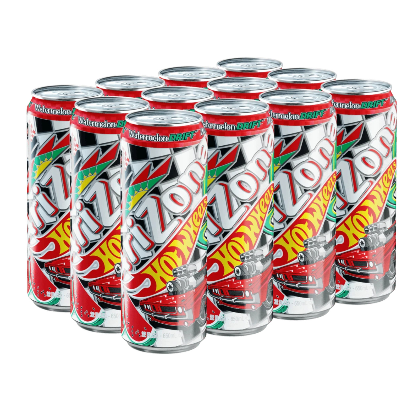 24x Cans AriZona x Hot Wheels Watermelon Drift Black & White Iced Tea 22oz Can