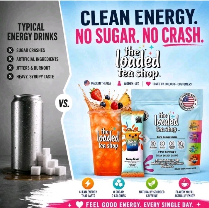 Loaded Tea Shop Energy Drink Mix Sticks,5 Pk Limited Flavor ROCKET POPSugar-Free