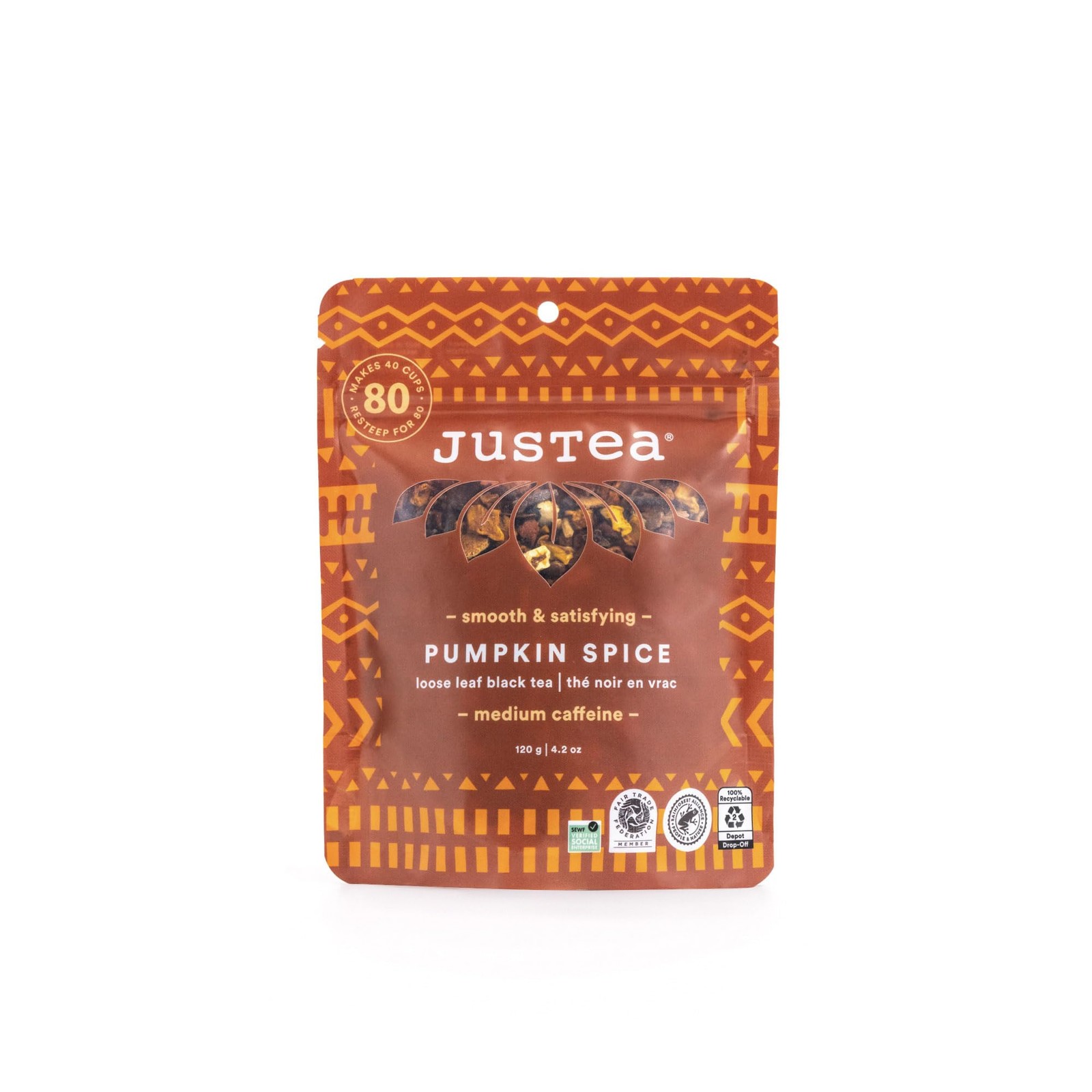 Pumpkin Spice Loose Leaf Black Tea Recyclable Refill Pouch 40 Cups Medium