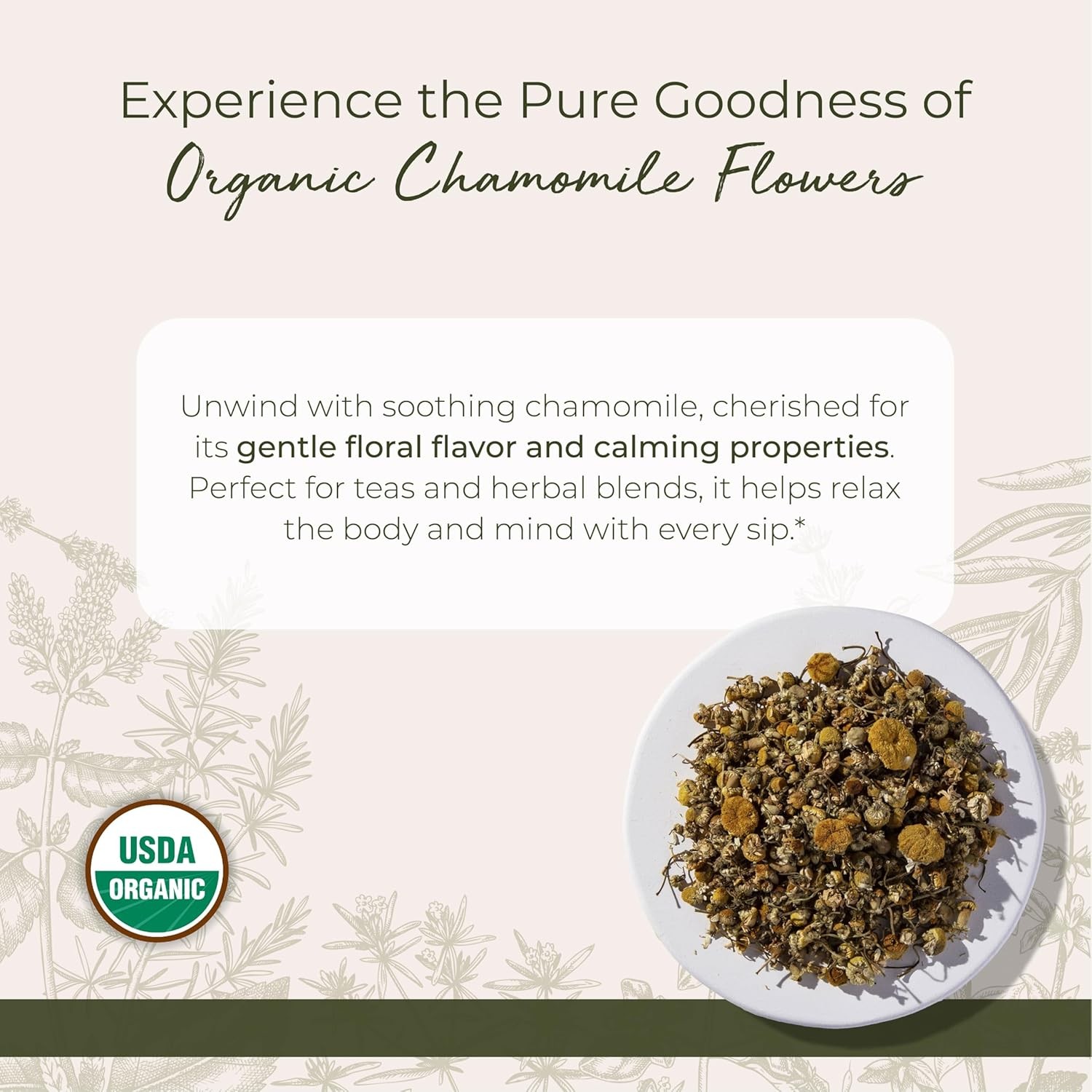 Starwest Botanicals Organic Chamomile Flowers Whole 1 lbs Bulk