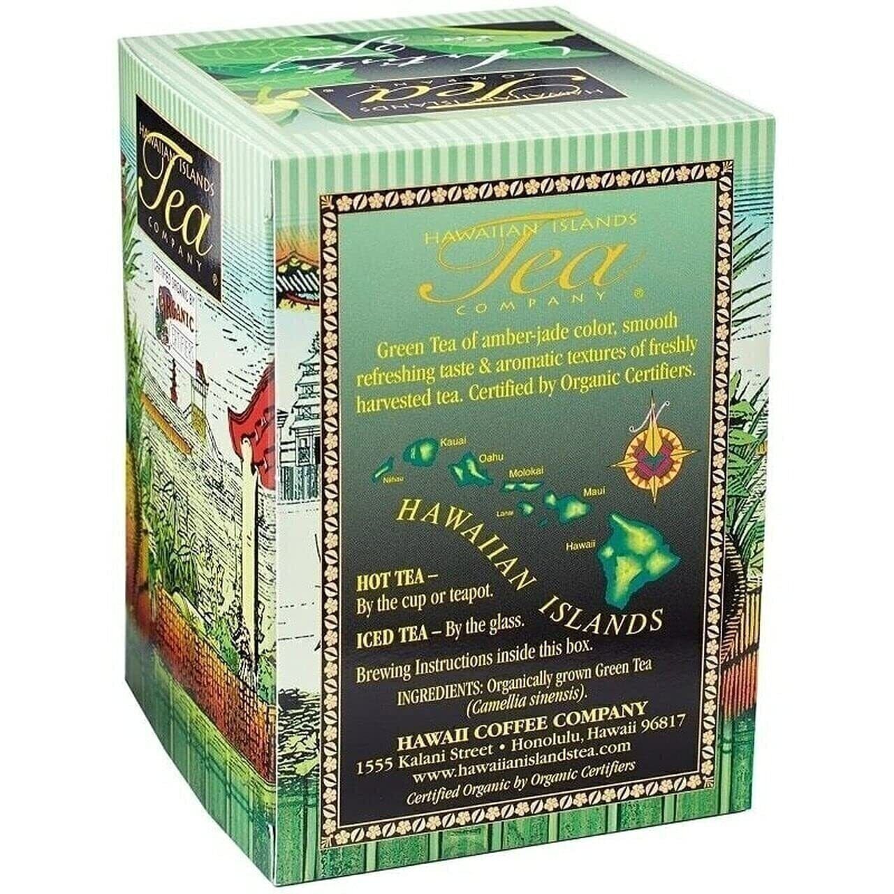 Hawaiian Island Certified Organic Green Tea, All Natural, 20 Teabags 1.41 oz.