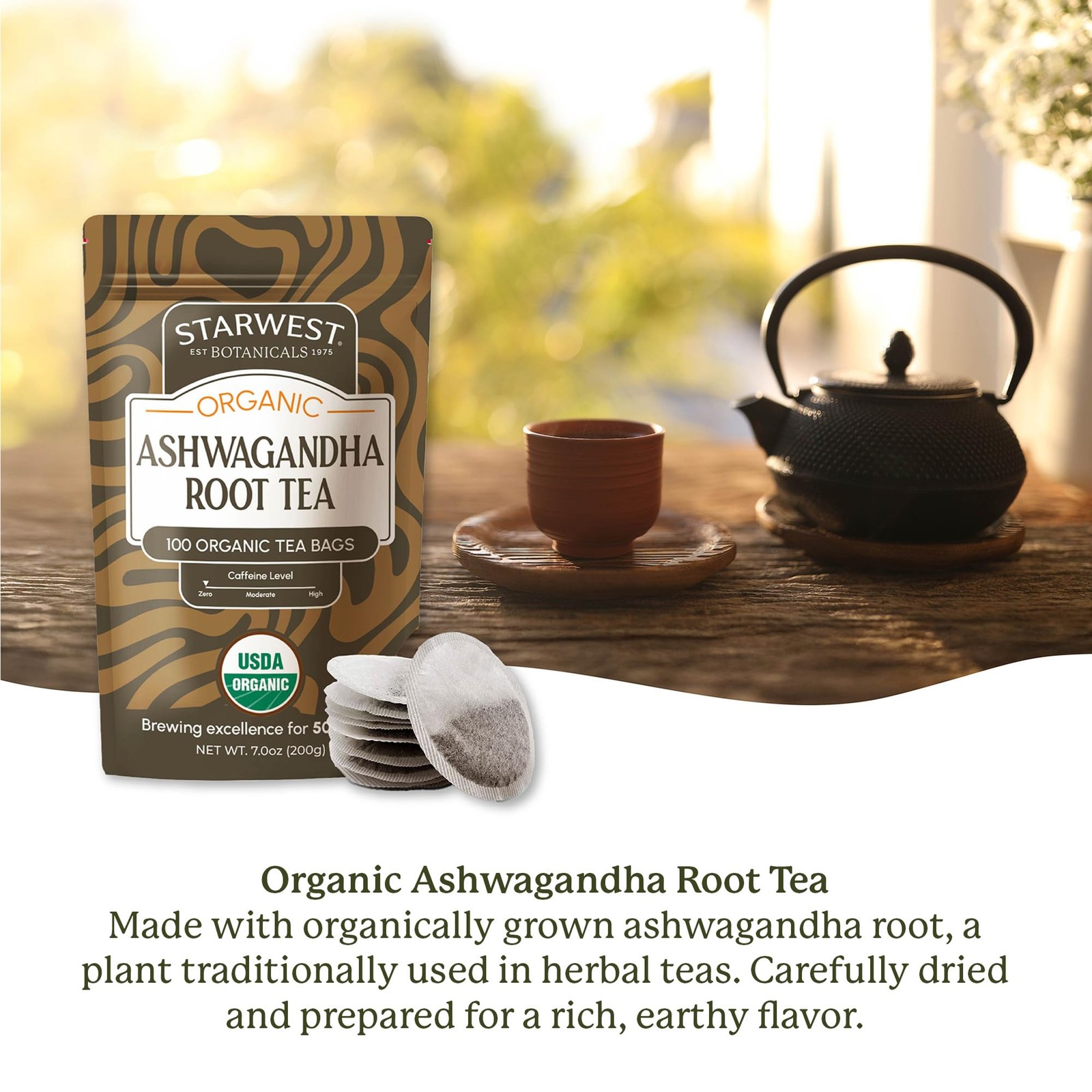 Organic Ashwagandha Tea – Caffeine 100 Count (Pack of 1)