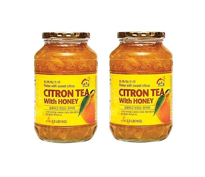 Citron Honey Tea 2 Glass Jars – 2.2 LBS/1 KG Each Orange