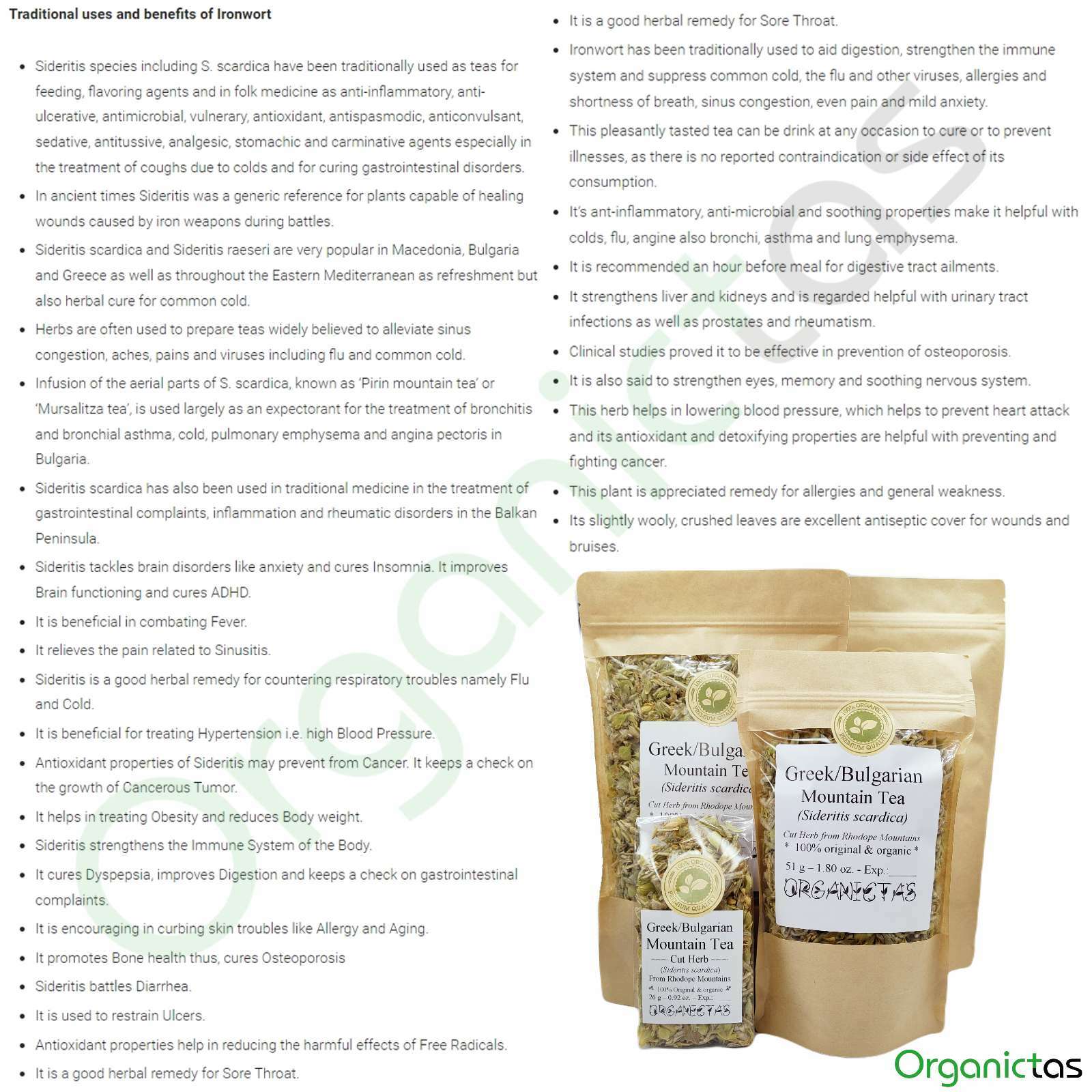 Organic Greek Mountain Tea Cut Sideritis Scardica Premium Quality Loose 2022 yr.