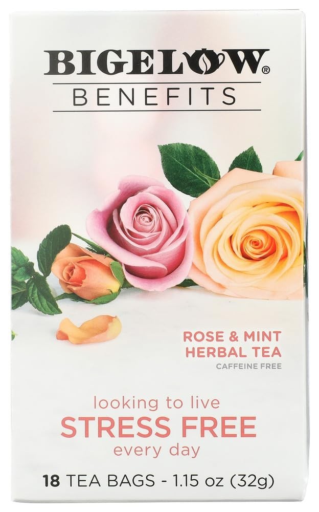 18 Count Decaf Rose Mint Tea Bags by Bigelow – Refreshingly Herbal Experience