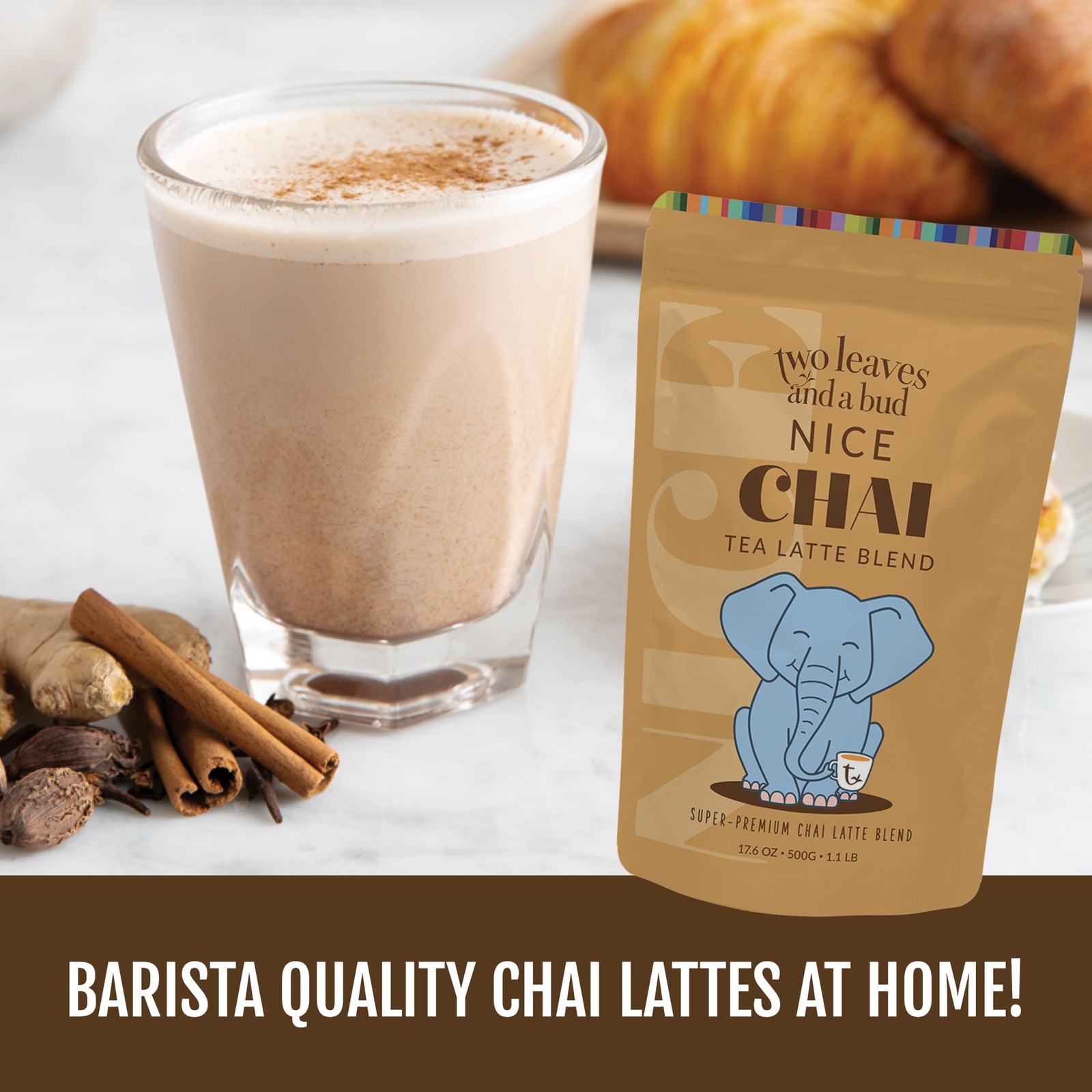 Two Leaves and a Bud Chai Tea Latte Mix, Powdered Serve 1.1 Lb