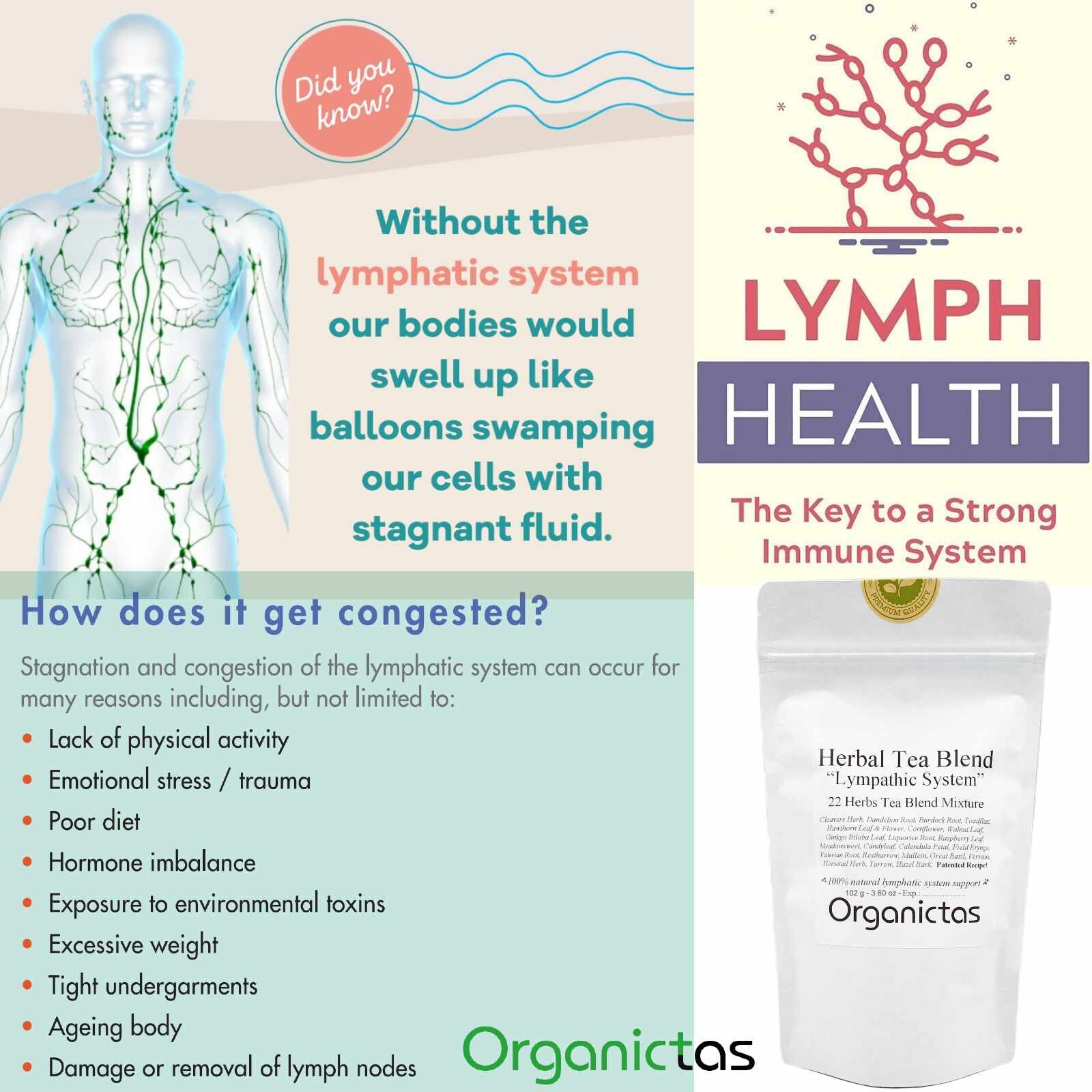 22 LYMPHATIC HERBS TEA Blend – Natural LYMPH CLEANSE – LYMPHATIC VESSELS Support