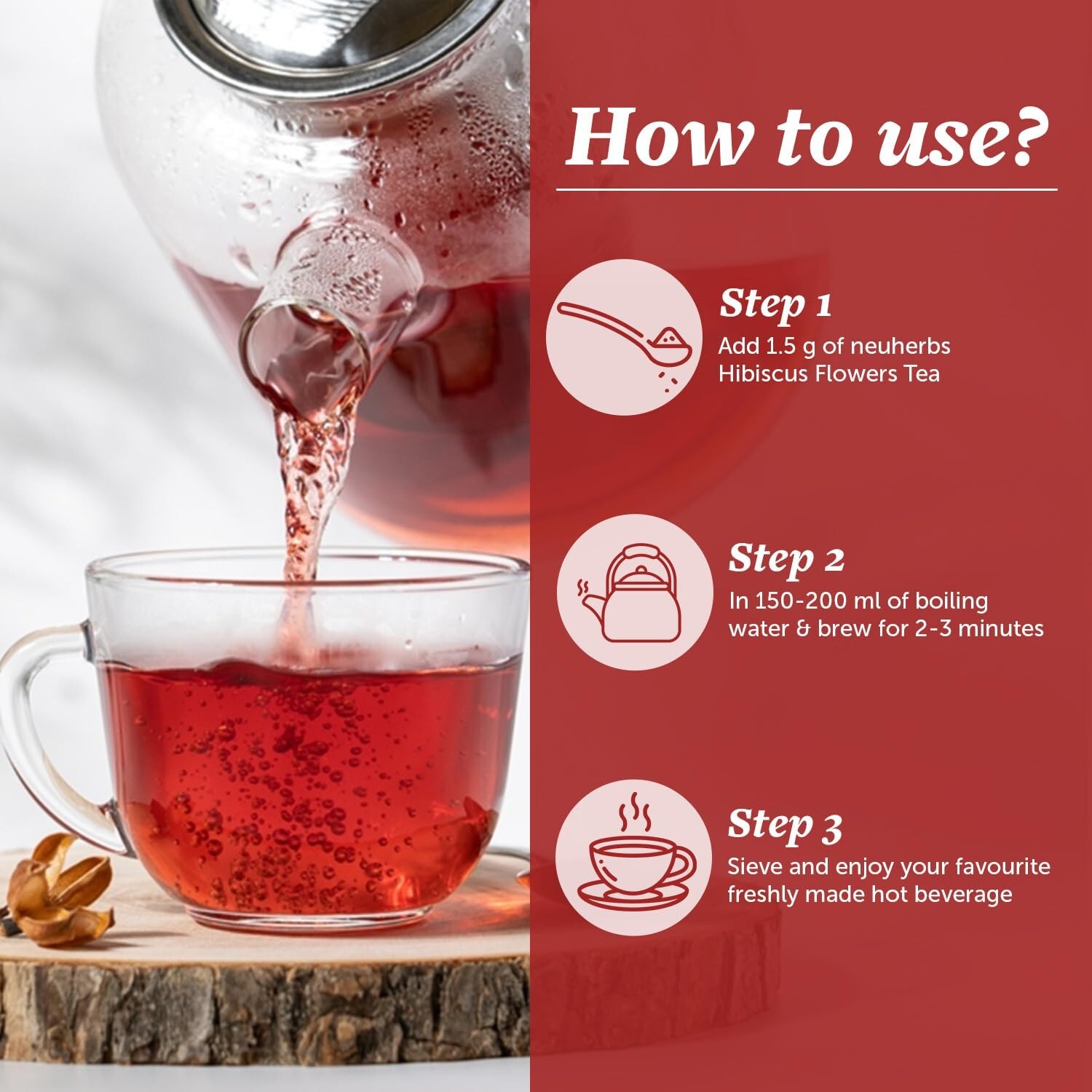 Neuherbs Hibiscus Flower Tea 50 gm (30+ Cups)