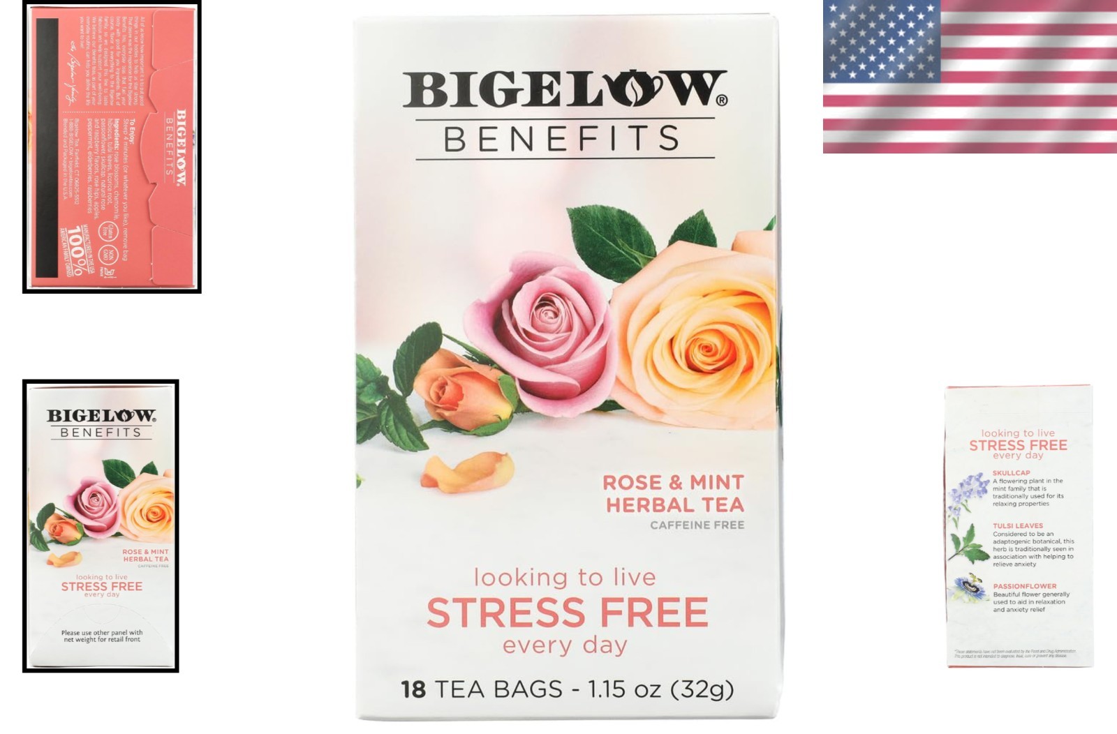 18 Count Decaf Rose Mint Tea Bags by Bigelow – Refreshingly Herbal Experience