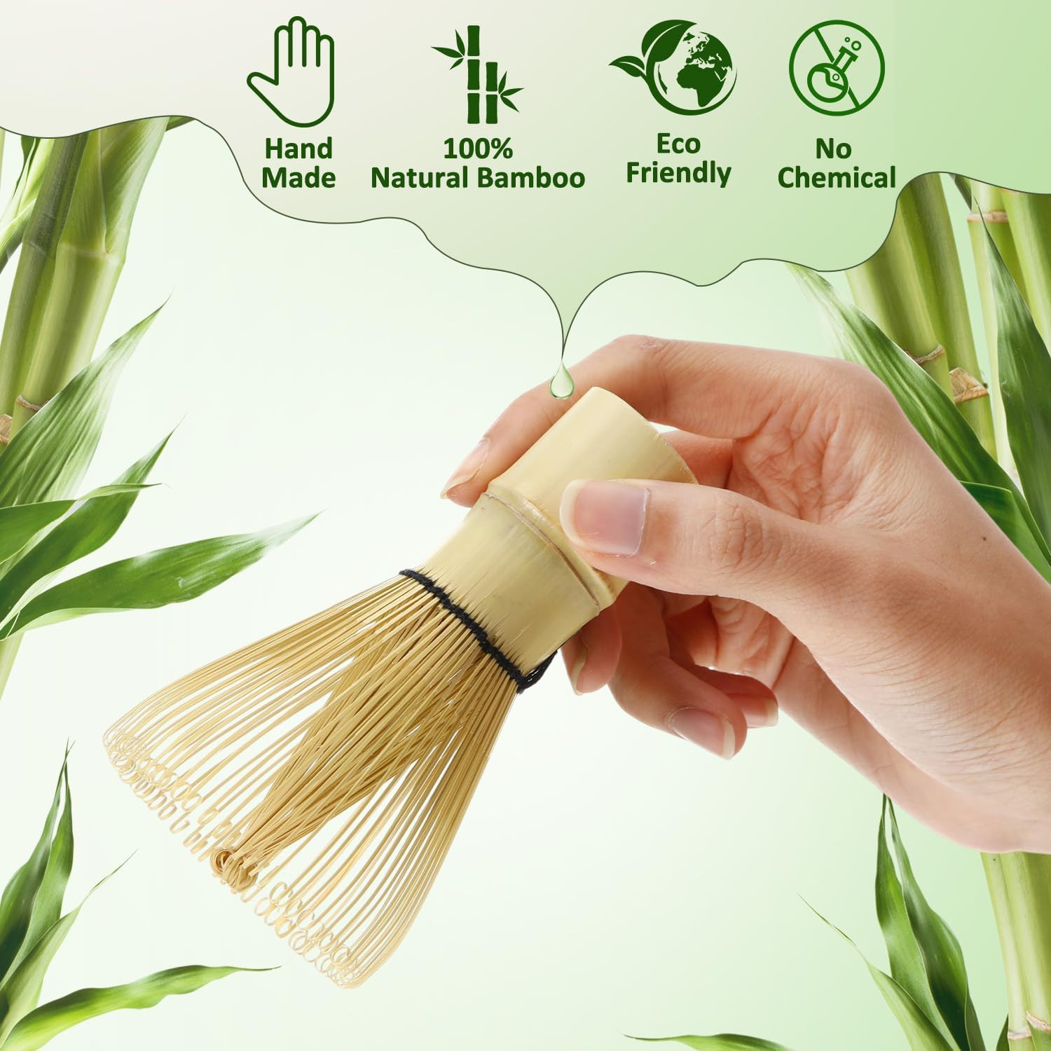 12 Pcs Bamboo Matcha Whisk Set – 100 Prong Traditional Chasen for Ceremonial Tea