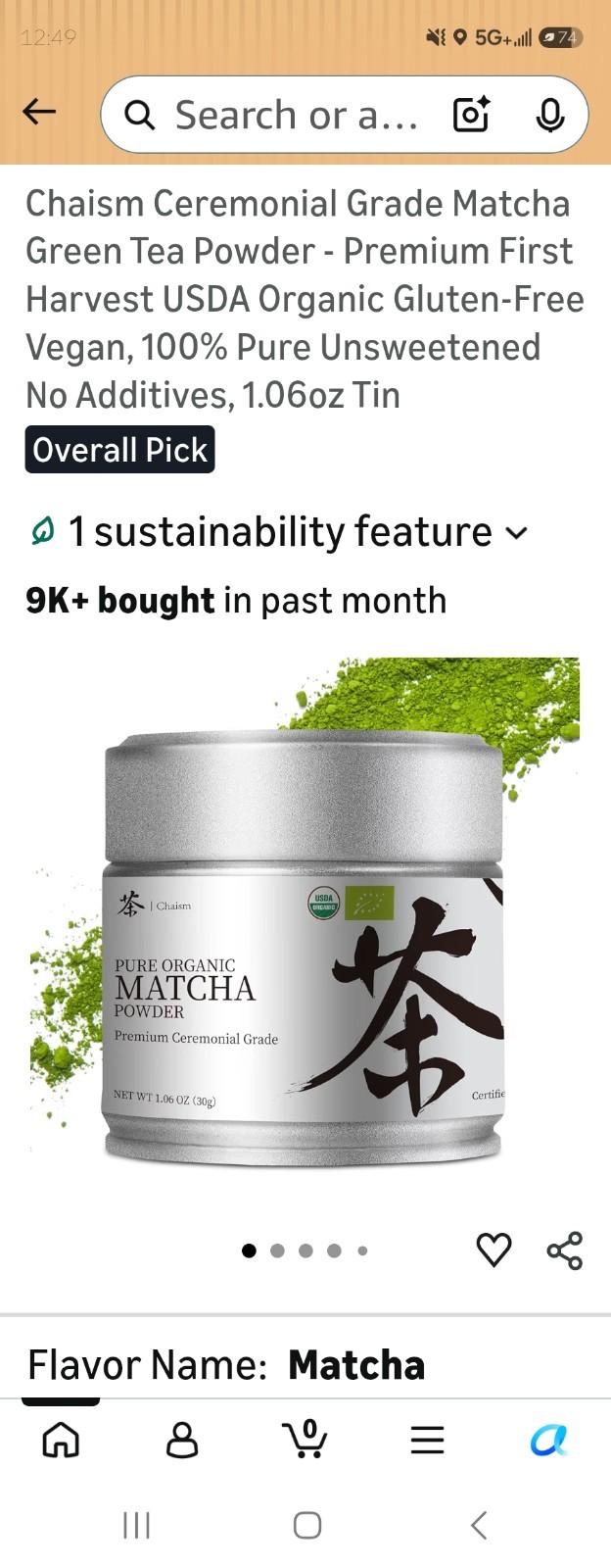 Chaism Ceremonial Grade Matcha Green Tea Powder,100% Pure Unsweetened,1.06oz Tin