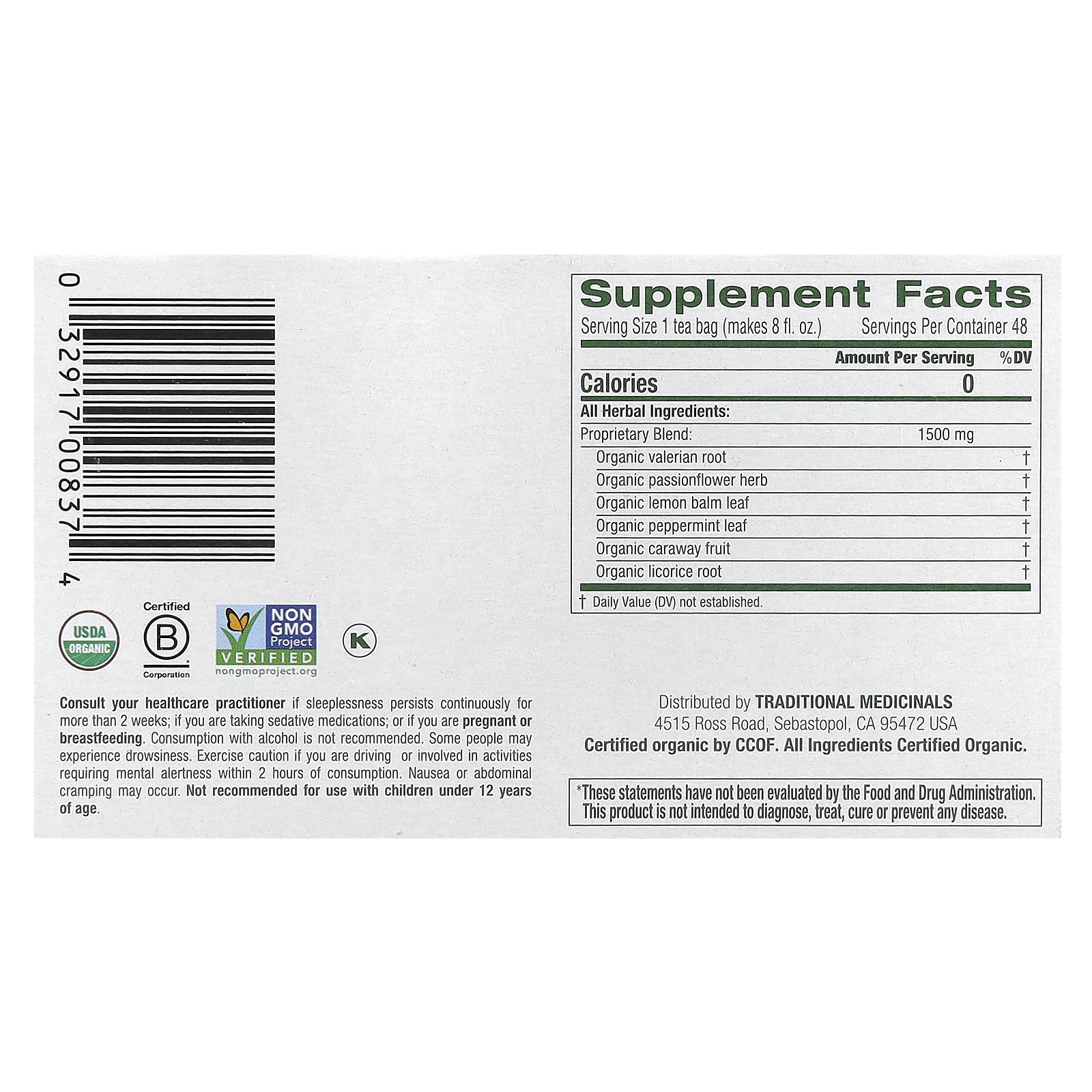 Nighty Night Extra®, Organic Lemon Balm & Valerian, Caffeine Free, 48 Wrapped