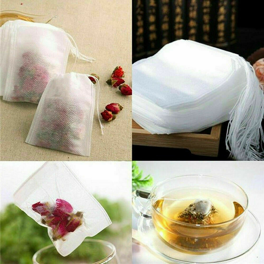 200Pcs Empty TEABAGS Non Woven String Heat Seal Filter Paper Herb Loose Tea Bags