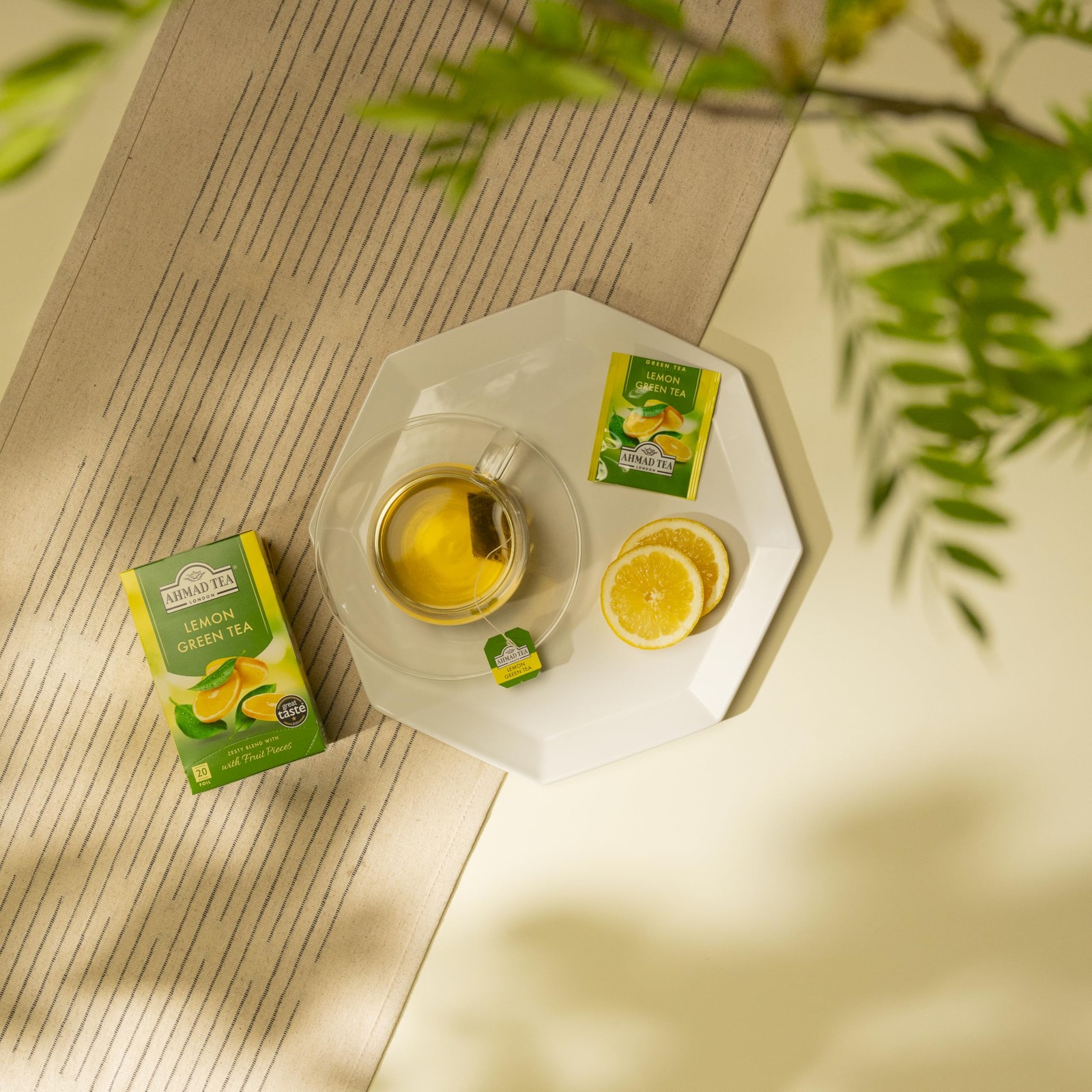 English Teas, “Lemon Green Tea” – Tagged & Aluminium Foil Enveloped Teabags