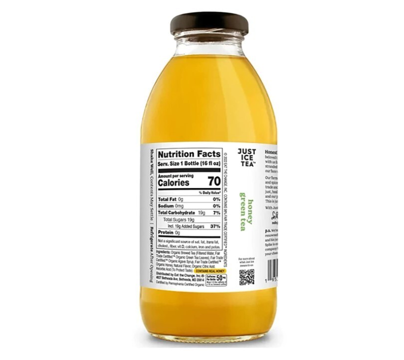 Just Ice Tea Organic Iced Tea, Honey Green Tea, 16 Ounces – Pack Of 12