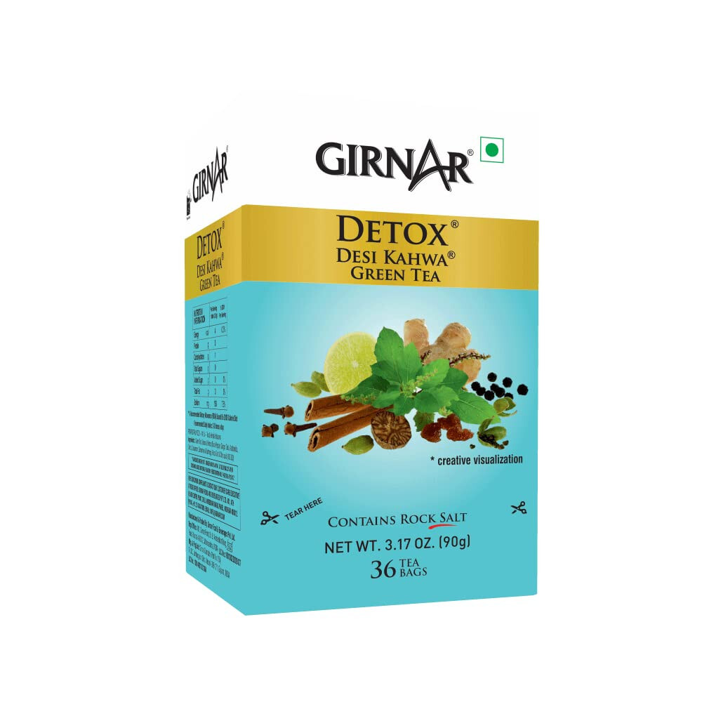 Girnar Food & Beverages Detox Green Tea – Desi Kahwa (36 Tea Bags) 90gm