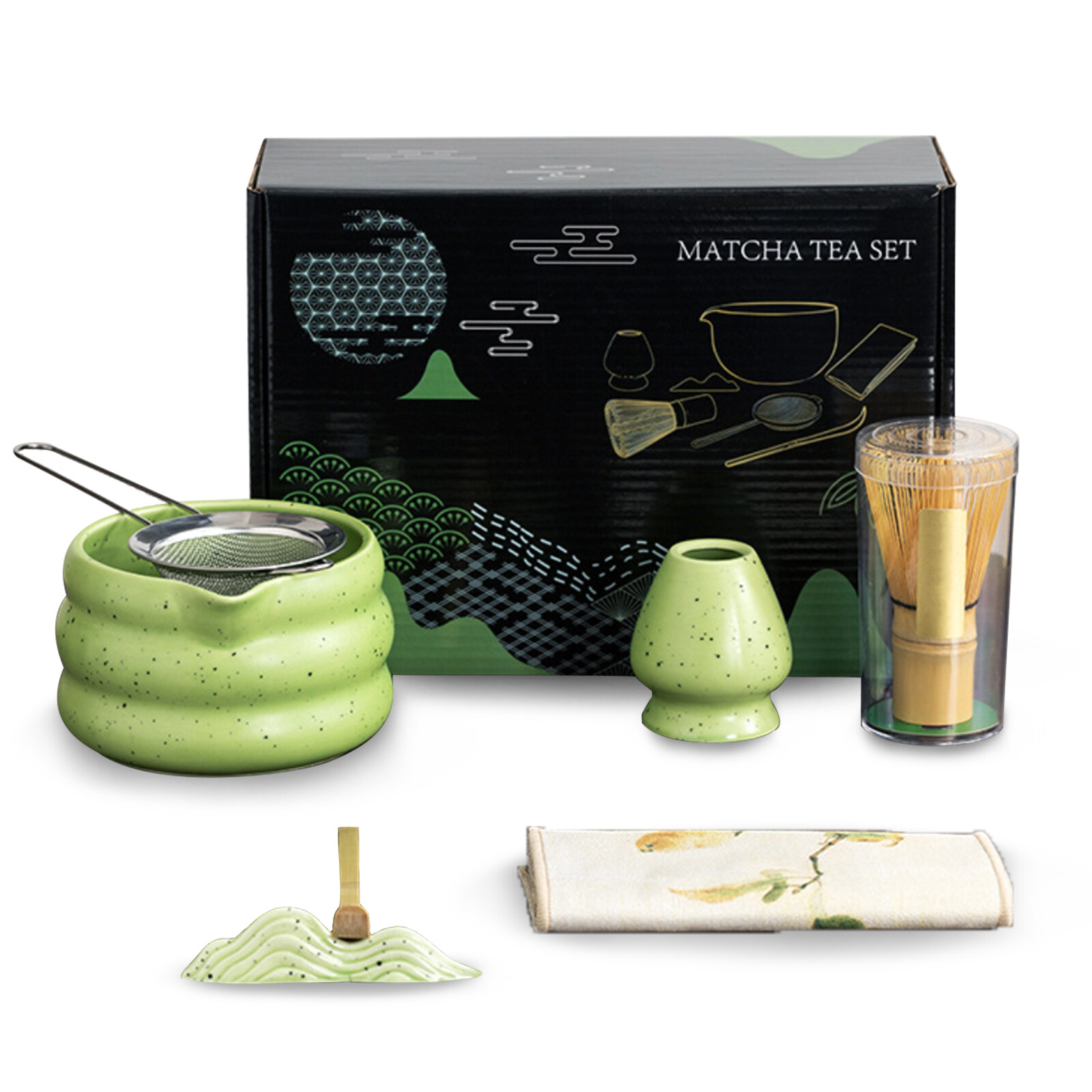 7Pcs Japanese Matcha Tea Set Whisk Tea Ceremony Kits Tea Making Tools For Gifts