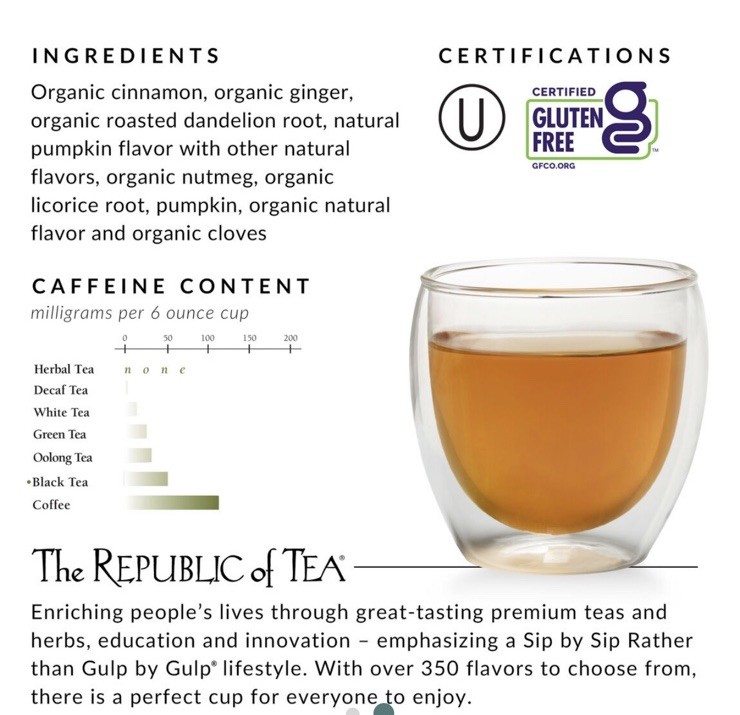The Republic Of Tea Pumpkin Pie Chai Tea Tins 36 Caffeine-Free Herb Tea Bags X2