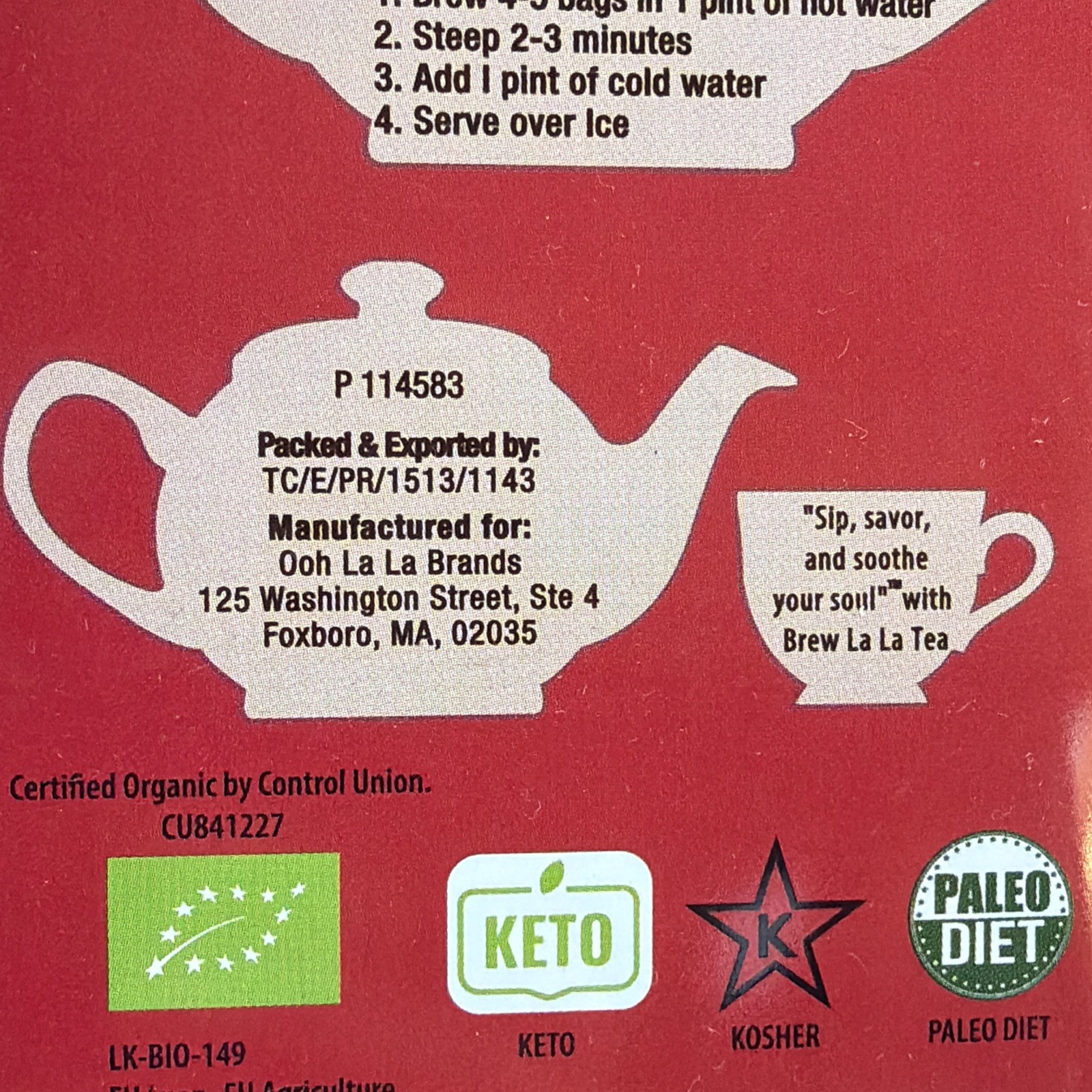 BREW La La 🫖 TEA -ORGANIC STRAWBERRY 🍓 GREEN TEA 2 Tins=100 TeaBags BB:06/2029