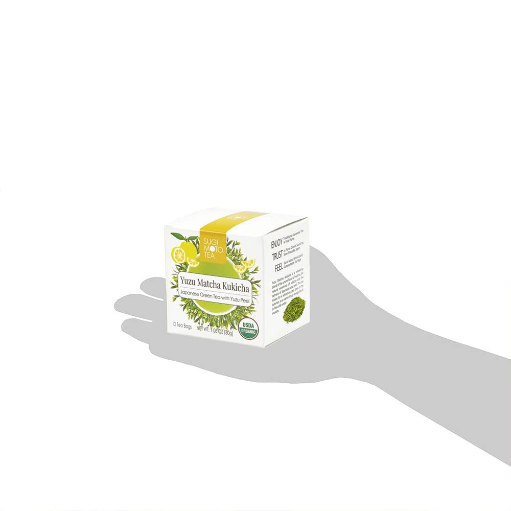 Japanese Organic Yuzu Matcha Kukicha Green Tea Bags 12 Count Pack of 1