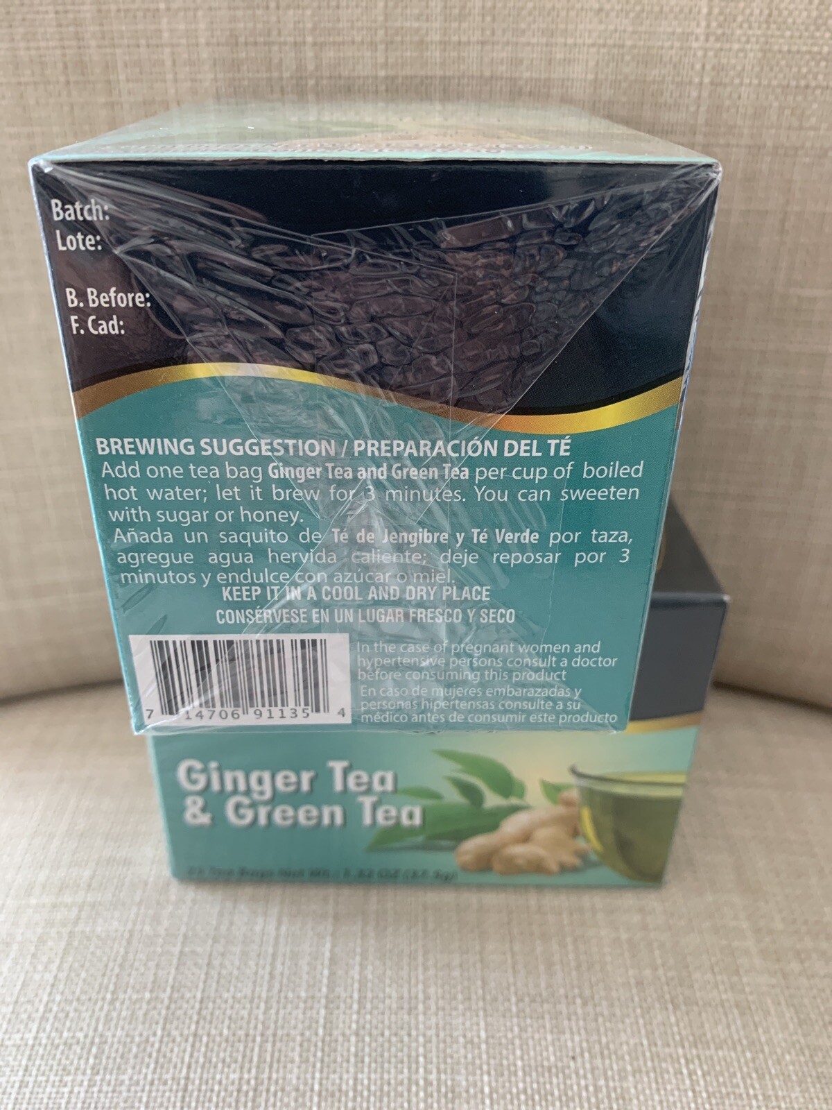 Te de Jengibre Y Te Verde 50 Tea Bags Ginger Tea Green Tea Natural 2 Pack