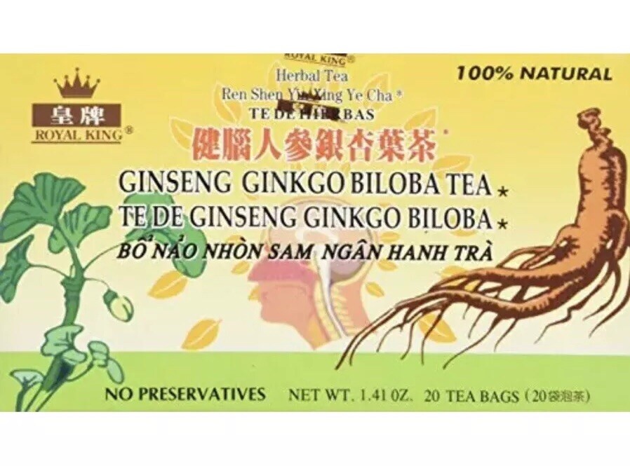Royal King Ginseng Ginkgo Biloba Tea 20 Tea Bags/box-FAST SHIPPING