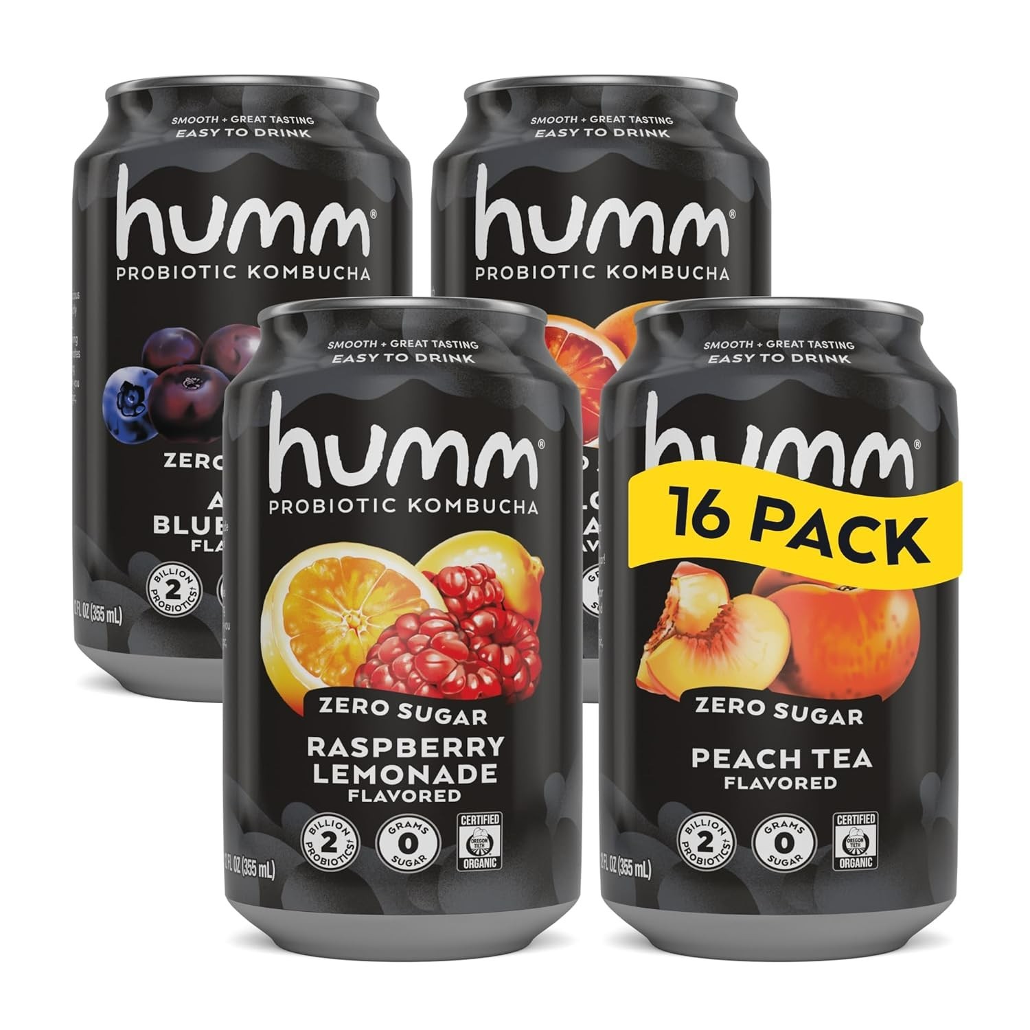 Humm Probiotic Kombucha Zero Sugar Variety Pack, No Refrigeration Needed, Ket…