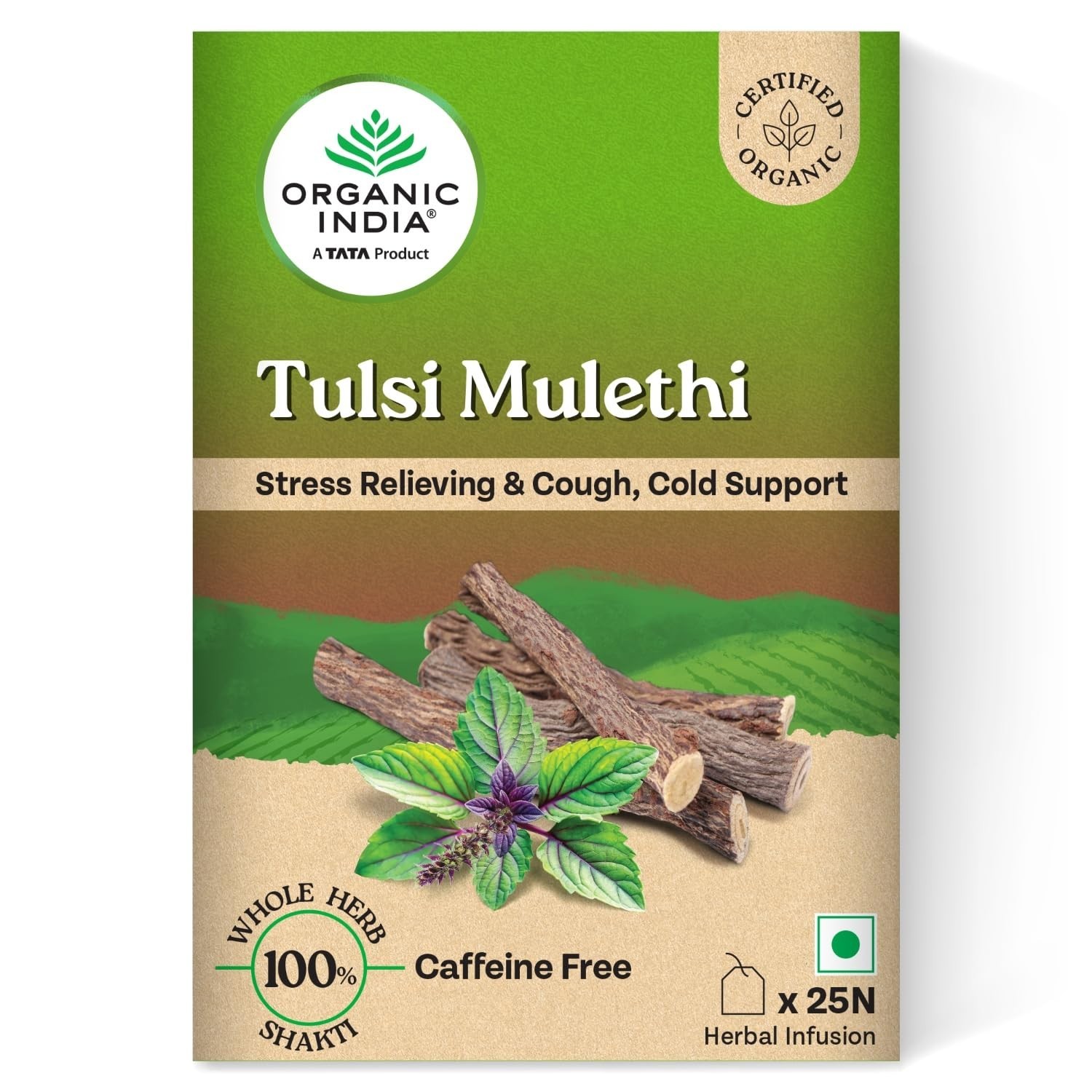 Tata Organic India Tulsi Mulethi 25 Tea Bags Herbal Immunity Tea
